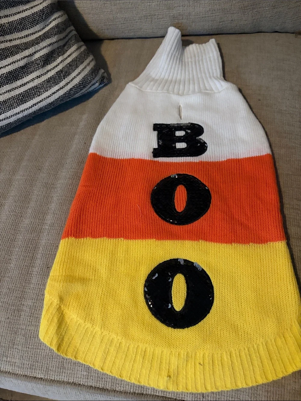 Candy Corn 'BOO' DOG Costume Sweater